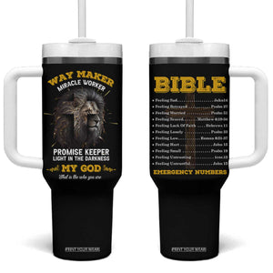 Christian Gifts for Men Tumbler With Handle Vintage Waymaker Miracle Worker Lion Faith Believer TB10 One Size: 40 oz Black Print Your Wear