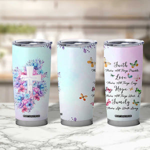 Christian Gifts For Women Tumbler Cup Faith Mothers Day Bible Verse Encouragement Gifts Flower Coffee Cup TB10 Print Your Wear