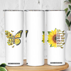 Sunflower Christian Gifts for Women Skinny Tumbler Flower Inspiration Religious Bible Verse Encouragement TB10 Print Your Wear