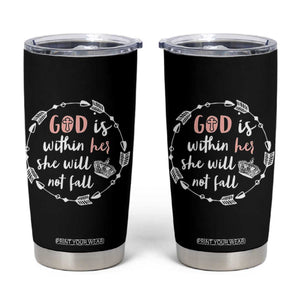 Religious Gift For Her Tumbler Cup God Is Within Her She Will Not Fall Bible Verse TB10 Black Print Your Wear