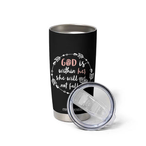 Religious Gift For Her Tumbler Cup God Is Within Her She Will Not Fall Bible Verse TB10 Print Your Wear