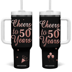Cheers To 50 Years Tumbler With Handle 50th Anniversary Fifty Birthday TB10 One Size: 40 oz Black Print Your Wear