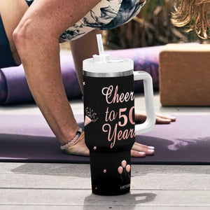 Cheers To 50 Years Tumbler With Handle 50th Anniversary Fifty Birthday TB10 Print Your Wear