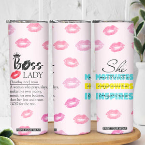 Boss Gifts for Women Skinny Tumbler She Motivates Inspires Empowers Christmas Birthday Gift TB10 Print Your Wear