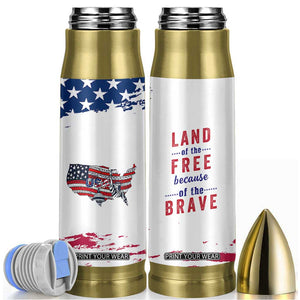 American Flag Patriotic Bullet Tumbler Land Of The Free Because Of The Brave USA Flag TB10 White Print Your Wear
