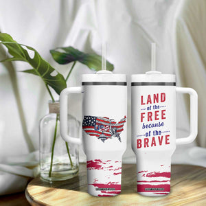 American Flag Patriotic Tumbler With Handle Land Of The Free Because Of The Brave USA Flag TB10 Print Your Wear