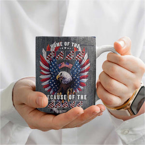 American Flag Patriotic Coffee Mug Land Of The Free Because Of The Brave USA Flag Bald Eagle TB10 Print Your Wear