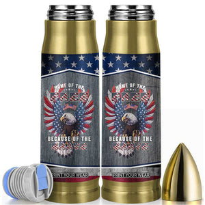 American Flag Patriotic Bullet Tumbler Land Of The Free Because Of The Brave USA Flag Bald Eagle TB10 Grey Print Your Wear