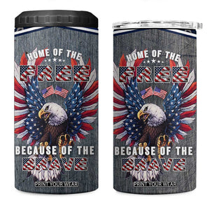 American Flag Patriotic 4 in 1 Can Cooler Tumbler Land Of The Free Because Of The Brave USA Flag Bald Eagle TB10 One Size: 16 oz Grey Print Your Wear