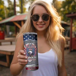 American Flag Patriotic Skinny Tumbler Land Of The Free Because Of The Brave USA Flag Bald Eagle TB10 Print Your Wear