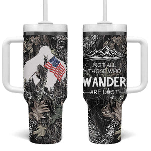 Bigfoot Camping Tumbler With Handle Not All Who Wander Are Lost Sasquatch TB10 One Size: 40 oz Camo Print Your Wear