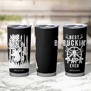 Deer Hunting Dad Tumbler Cup Best Buckin' Papa Ever American Flag TB10 Print Your Wear