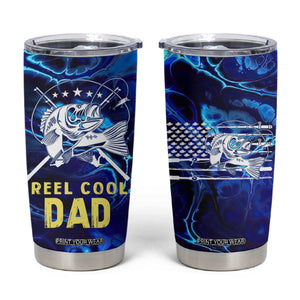 Funny Fishing Gift Tumbler Cup Reel Cool Dad Gifts American Flag TB10 Navy Print Your Wear