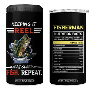 Funny Fishing 4 in 1 Can Cooler Tumbler Keeping It Reel Fisherman Fathers Day Gifts TB10 One Size: 16 oz Black Print Your Wear