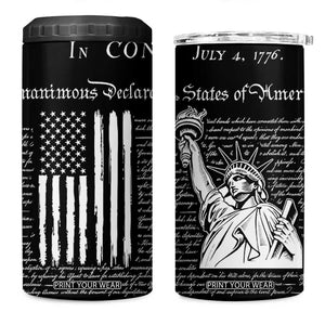 American Patriotic Gift 4 in 1 Can Cooler Tumbler US Constitution We The People 4th Of July Independence Day TB10 One Size: 16 oz Black Print Your Wear