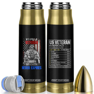 US Veteran Bullet Tumbler I am A Veteran My Oath Never Expires Distressed US Flag TB10 Black Print Your Wear