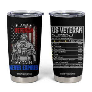 US Veteran Tumbler Cup I am A Veteran My Oath Never Expires Distressed US Flag TB10 Black Print Your Wear