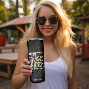 Gun Lovers Skinny Tumbler Money Cant Buy Happiness But It Can Buy Guns Retro USA Flag TB10 Print Your Wear