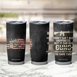 Gun Lovers Tumbler Cup Money Cant Buy Happiness But It Can Buy Guns Retro USA Flag TB10 Print Your Wear