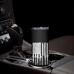 Gun Lovers Skinny Tumbler Enjoy Long Romantic Walks To The Gun Shop USA Flag TB10 Print Your Wear