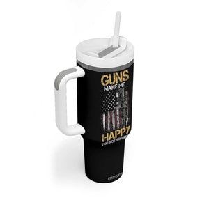 Gun Lovers Tumbler With Handle Guns Make Me Happy You Not So Much Vintage USA Flag TB10 Print Your Wear
