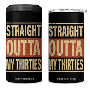 40th Birthday 4 in 1 Can Cooler Tumbler Straight Outta My Thirties 1986 40 Year Old Birthday TB10 One Size: 16 oz Black Print Your Wear