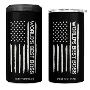World's Best Boss 4 in 1 Can Cooler Tumbler Gifts for Office Male Female Bosses Coworkers American Flag TB10 One Size: 16 oz Black Print Your Wear