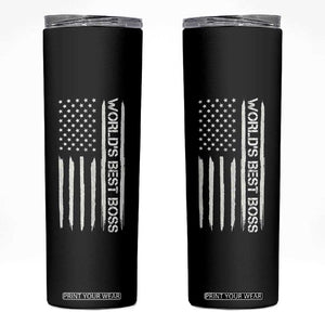 World's Best Boss Skinny Tumbler Gifts for Office Male Female Bosses Coworkers American Flag TB10 Black Print Your Wear