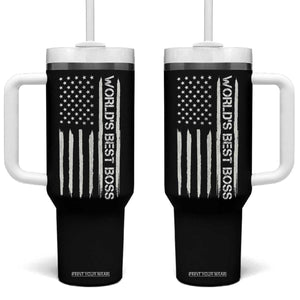 World's Best Boss Tumbler With Handle Gifts for Office Male Female Bosses Coworkers American Flag TB10 One Size: 40 oz Black Print Your Wear