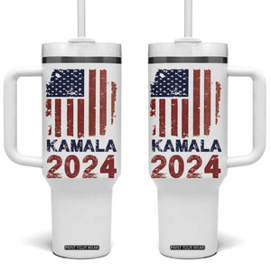 Kamala 2024 Tumbler With Handle Madam President Fans Of Harris Gift Retro American USA Flag TB10 One Size: 40 oz White Print Your Wear