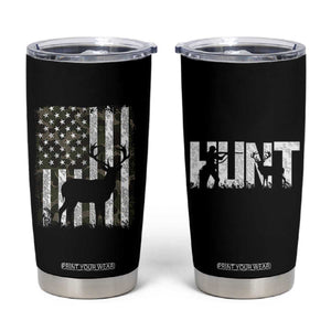 Deer American Flag Tumbler Cup Whitetail Elk Buck Camo Hunting Hunter Dad TB10 Black Print Your Wear