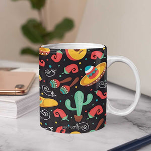 Mexican Coffee Mug Hot Sombrero Cactus Guitar Black Mexican Fiesta Cinco De Mayo TB10 Print Your Wear