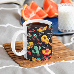 Mexican Coffee Mug Hot Sombrero Cactus Guitar Black Mexican Fiesta Cinco De Mayo TB10 Print Your Wear