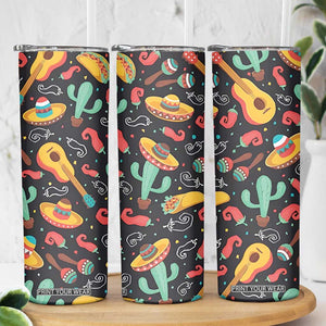 Mexican Skinny Tumbler Hot Sombrero Cactus Guitar Black Mexican Fiesta Cinco De Mayo TB10 Print Your Wear