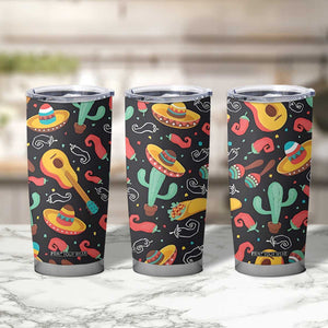 Mexican Tumbler Cup Hot Sombrero Cactus Guitar Black Mexican Fiesta Cinco De Mayo TB10 Print Your Wear