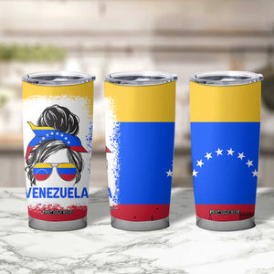 Venezuelan Girl Tumbler Cup Messy Bun Venezuela Flag Heritage Venezuelan Women Girls TB10 Print Your Wear