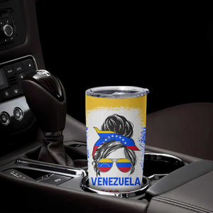 Venezuelan Girl Tumbler Cup Messy Bun Venezuela Flag Heritage Venezuelan Women Girls TB10 Print Your Wear