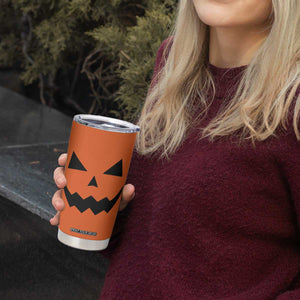 Personalized Halloween Pumpkin Face Tumbler Cup Custom Name Travel Coffee Cup Orange TB10 Print Your Wear