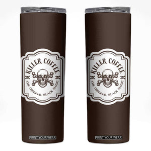 Skull Coffee Lovers Gift Skinny Tumbler Halloween Skeleton Killer TB10 Brown Print Your Wear