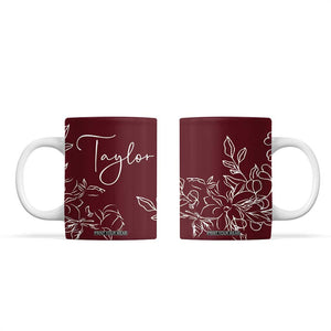 Personalized Wildflower Floral Coffee Mug Custom Name Mothers Day Gift From Daughter Son TB10 Maroon Print Your Wear