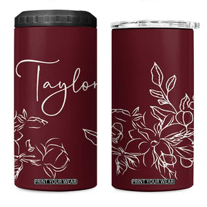 Personalized Wildflower Floral 4 in 1 Can Cooler Tumbler Custom Name Mothers Day Gift From Daughter Son TB10 One Size: 16 oz Maroon Print Your Wear