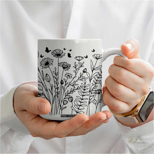 Personalized Wildflower Coffee Mug Custom Name Custom Name Gift For Women Butterflies Floral TB10 Print Your Wear
