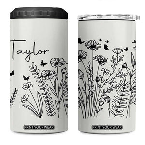 Personalized Wildflower 4 in 1 Can Cooler Tumbler Custom Name Custom Name Gift For Women Butterflies Floral TB10 One Size: 16 oz Beige Print Your Wear