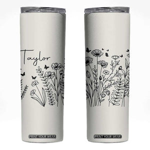 Personalized Wildflower Skinny Tumbler Custom Name Custom Name Gift For Women Butterflies Floral TB10 Beige Print Your Wear