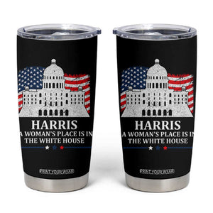 Kamala Harris 2024 A Woman's Place is in The White House Tumbler Cup President Feminist American Flag TB10 Black Print Your Wear
