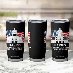 Kamala Harris 2024 A Woman's Place is in The White House Tumbler Cup President Feminist American Flag TB10 Print Your Wear