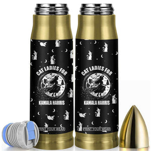 Halloween Harris 2024 Funny Bullet Tumbler Cat Lady, Ladies for Kamala Madam President Witchy Vibes TB10 Black Print Your Wear