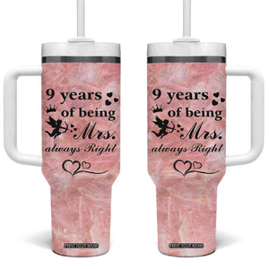9 Year Anniversary Gift Tumbler With Handle 9 Years Being Mrs Always Right Wedding Gifts For Her TB10 One Size: 40 oz Pink Print Your Wear