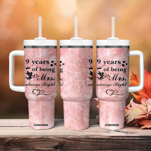 9 Year Anniversary Gift Tumbler With Handle 9 Years Being Mrs Always Right Wedding Gifts For Her TB10 Print Your Wear