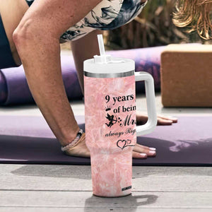 9 Year Anniversary Gift Tumbler With Handle 9 Years Being Mrs Always Right Wedding Gifts For Her TB10 Print Your Wear